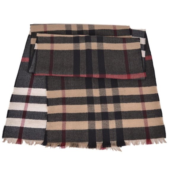 NWT BURBERRY REVERSIBLE COLOUR CHECK WOOL SCARF - Picture 4 of 9